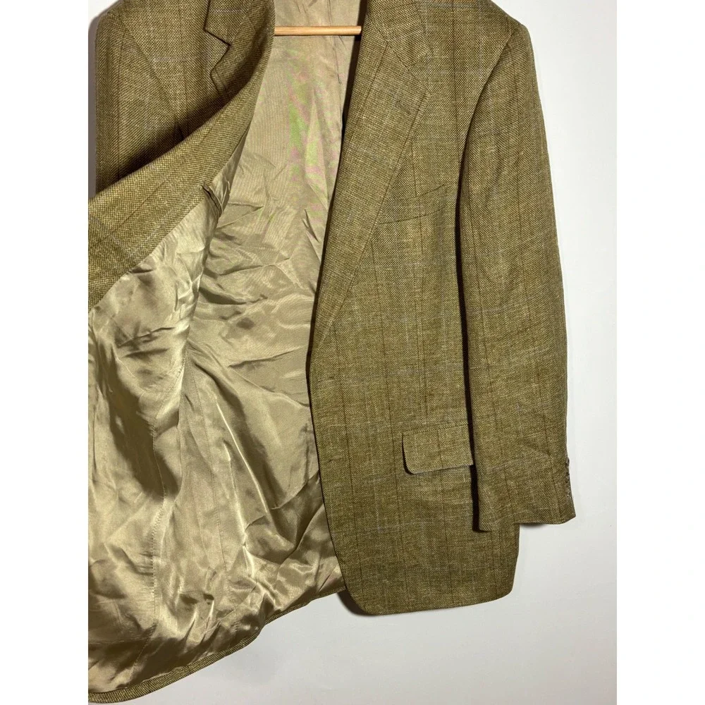 Brooks Brothers Mens 40R Window Pane Blazer Jacket Sport Coat Brown USA Academia